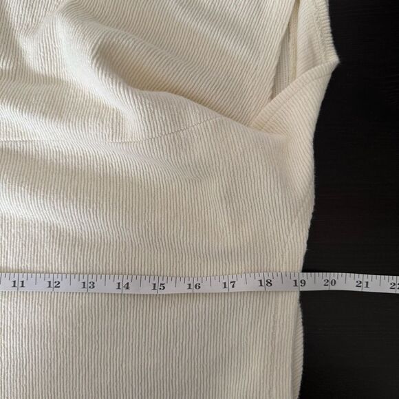 Madewell Texture And Thread Top Sz L Cream Cropped Ribbed Twist V Neck Cotton - Picture 10 of 10